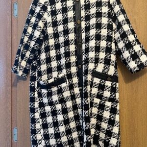 Zara Black and White Checkered Women's tweed dress